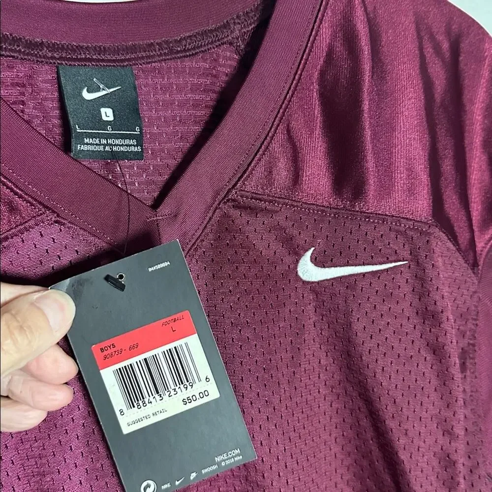 NEW Nike Burgundy Performance Jersey Mesh Boys Large NWT Football Athletic